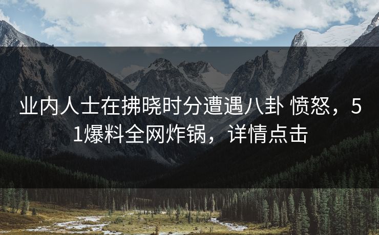 业内人士在拂晓时分遭遇八卦 愤怒，51爆料全网炸锅，详情点击