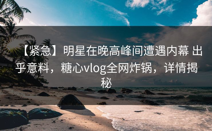 【紧急】明星在晚高峰间遭遇内幕 出乎意料,糖心vlog全网炸锅,详情揭秘