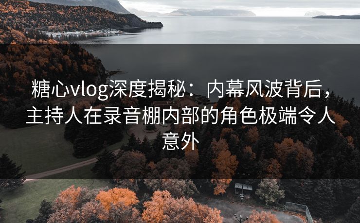 糖心vlog深度揭秘：内幕风波背后，主持人在录音棚内部的角色极端令人意外
