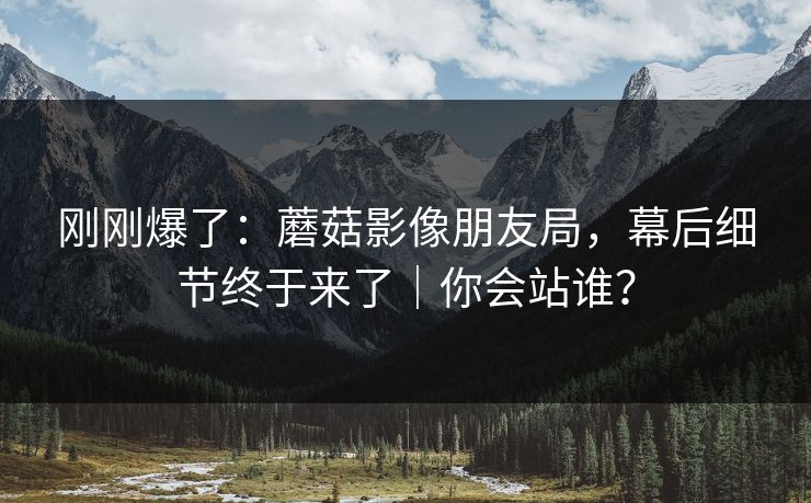 刚刚爆了:蘑菇影像朋友局,幕后细节终于来了|你会站谁?