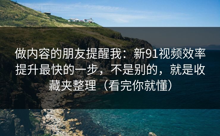 做内容的朋友提醒我：新91视频效率提升最快的一步，不是别的，就是收藏夹整理（看完你就懂）